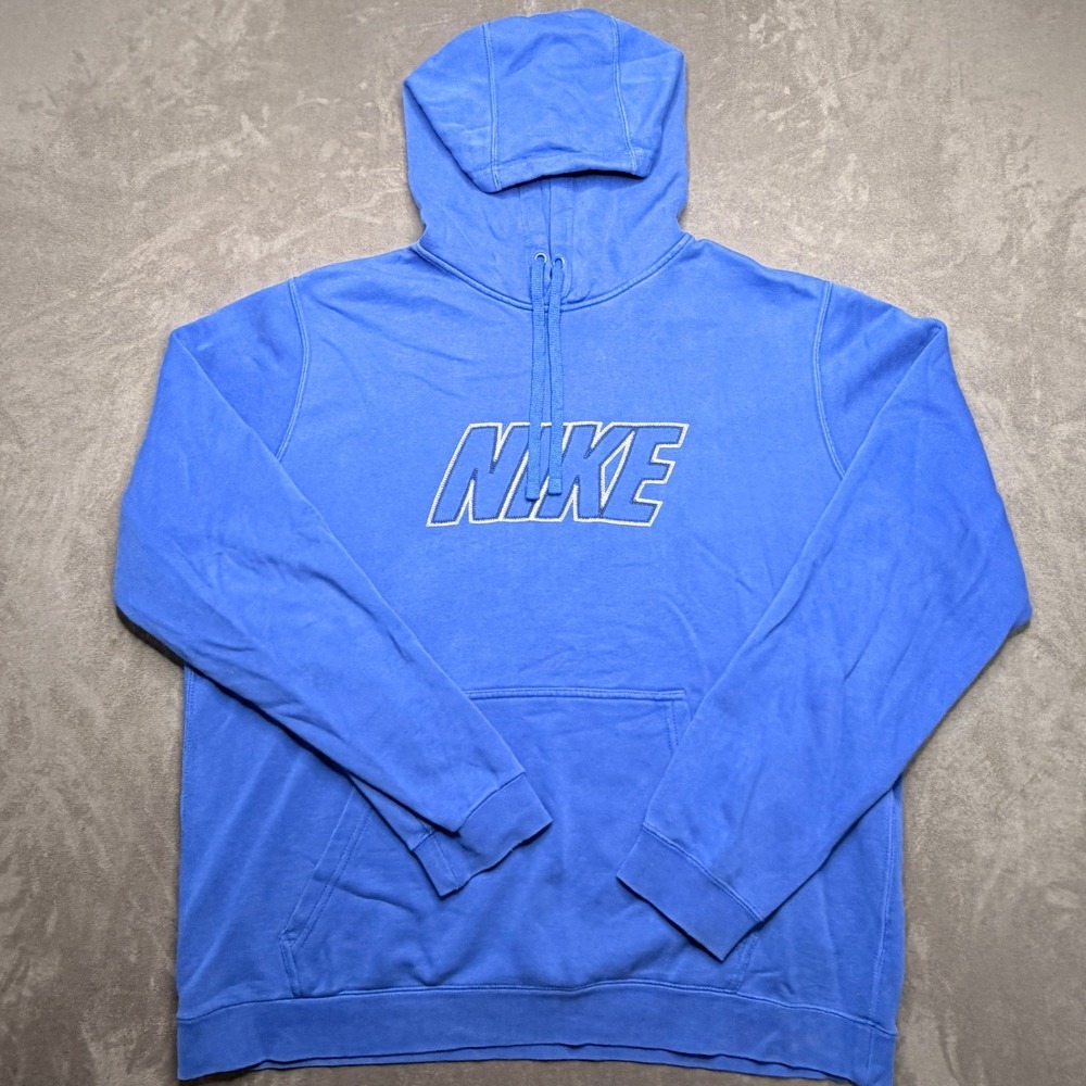 Nike‎ Hoodie Mens Large Blue Embroidered Logo Pullover Sportswear Sweatshirt